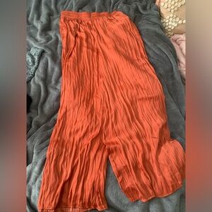 Flowy orange silky palazzo pants